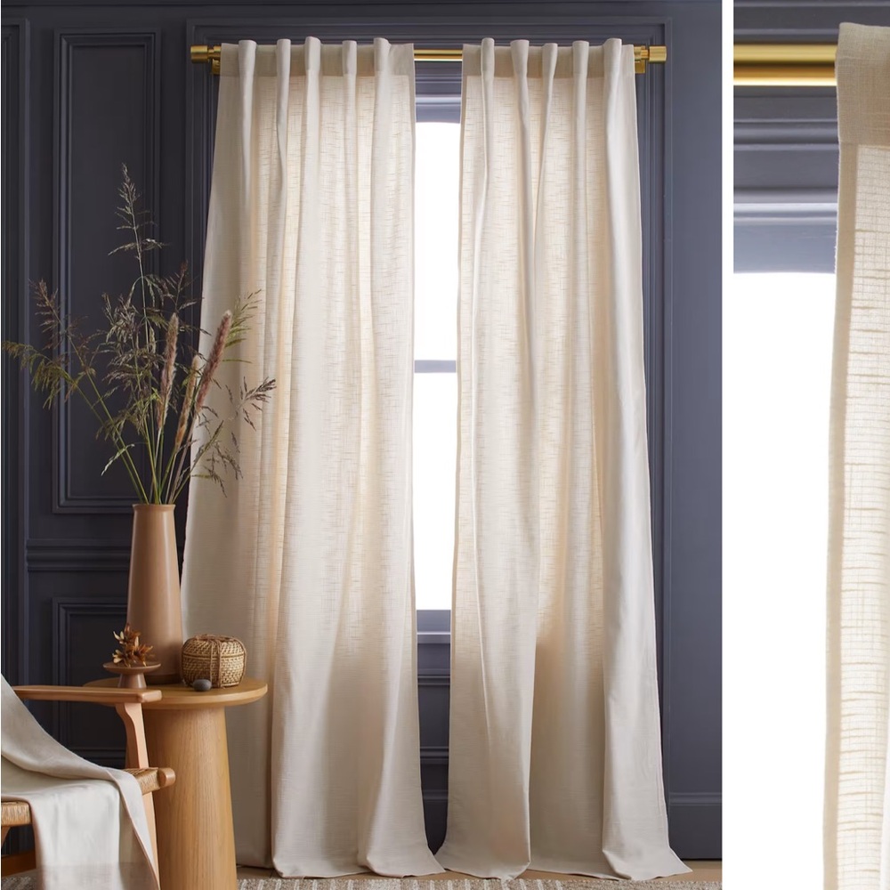 NWOT QUINCE 48x96 Cotton Slub Curtain Natural 8358